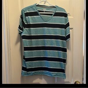Old Navy Blue and Black Striped Short Sleeve Tee